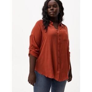 Torrid Burnt Orange Lindsay Drop Shoulder Button-Down Shirt Women's Size 1